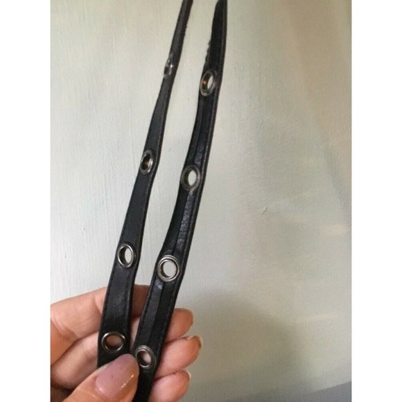 H & M small black shoulder bag with fringe double strap boho - Picture 4 of 9